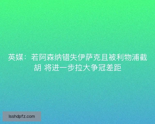 英媒:若阿森纳错失伊萨克且被利物浦截胡 将进一步拉大争冠差距 英媒:若阿森纳错失伊萨克且被利物浦截胡 将进一步拉大争冠差距