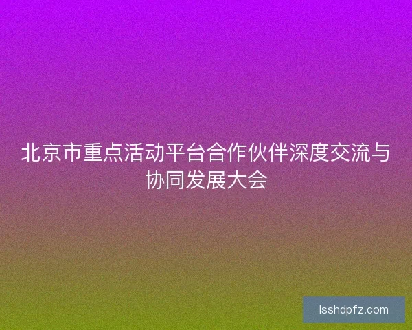 北京市重点活动平台合作伙伴深度交流与协同发展大会